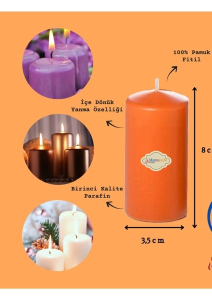 Iv Candles Homedecor 6'lı Turuncu Bar Mum fiyatları