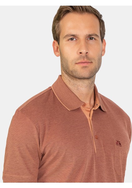 Erkek Regular Fıt Polo Yaka Tişört-Kiremit