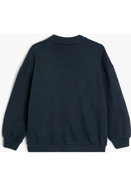 Fermuarlı Sweatshirt Uzun Kollu Yuvarlak Yaka Cepli Pamuklu fiyatları