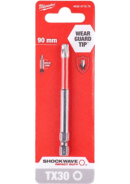 90 mm TX30 Shockwave Bits Uç Tekli