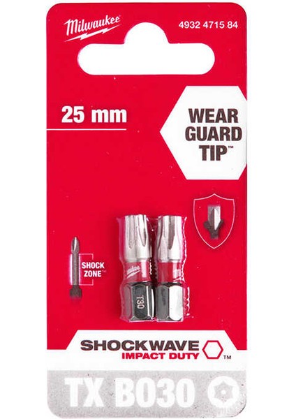 Tx BO30 25 mm Shockwave Bits Uç - 2'li Paket