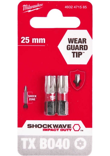 Tx BO40 25 mm Shockwave Bits Uç - 2'li Paket