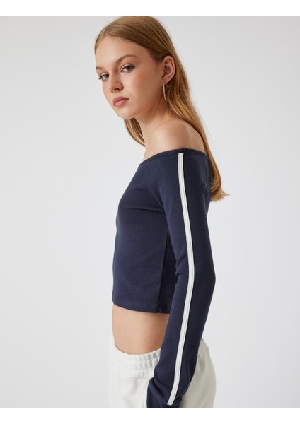 Madonna Yaka Tişört Crop Uzun Kollu Biyeli Slim Fit fiyatları