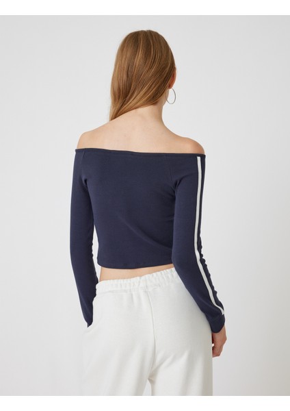 Madonna Yaka Tişört Crop Uzun Kollu Biyeli Slim Fit fırsatları