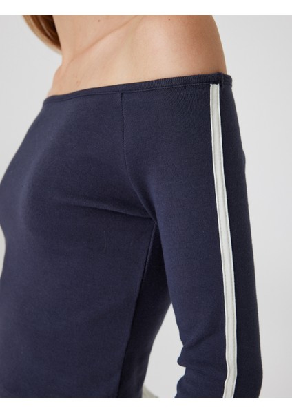 Madonna Yaka Tişört Crop Uzun Kollu Biyeli Slim Fit indirimleri