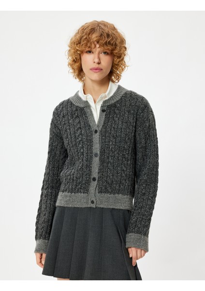 Triko Hırka Örgü Dokulu Düğmeli Uzun Kollu Bisiklet Yaka modelleri