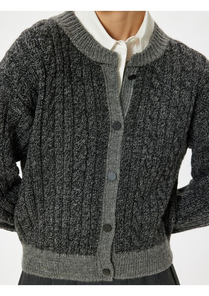 Triko Hırka Örgü Dokulu Düğmeli Uzun Kollu Bisiklet Yaka indirimleri