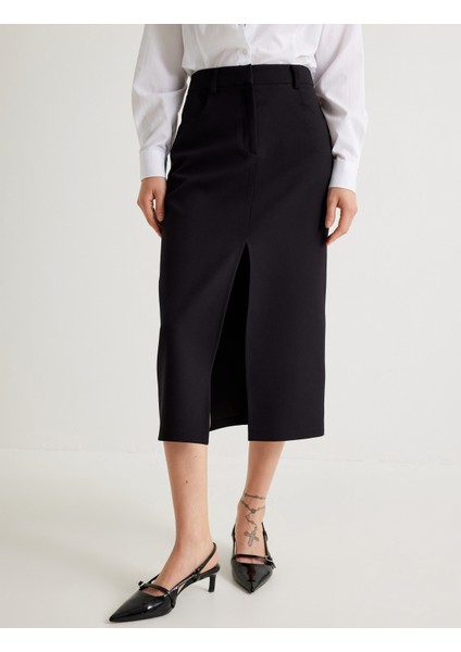 Midi Boy Kalem Etek Önden Yırtmaç Detaylı Cepli modelleri