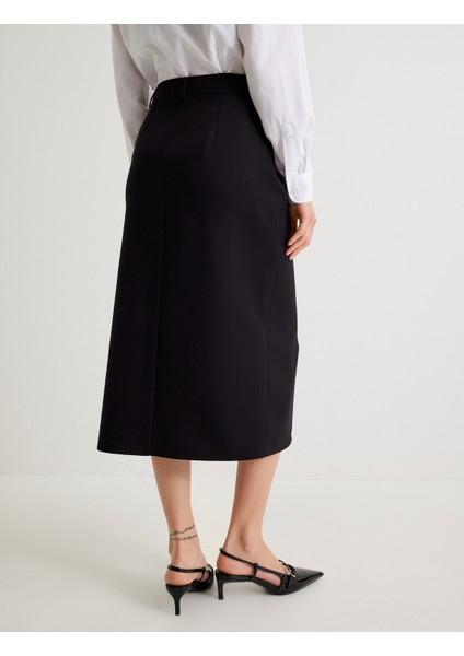 Midi Boy Kalem Etek Önden Yırtmaç Detaylı Cepli fırsatları