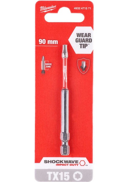 90 mm TX15 Shockwave Bits Uç Tekli