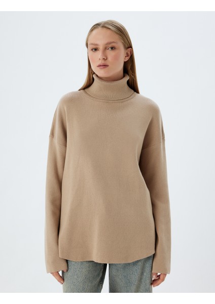 Balıkçı Yaka Oversize Triko Kazak Uzun Kollu Yumuşak Dokulu modelleri