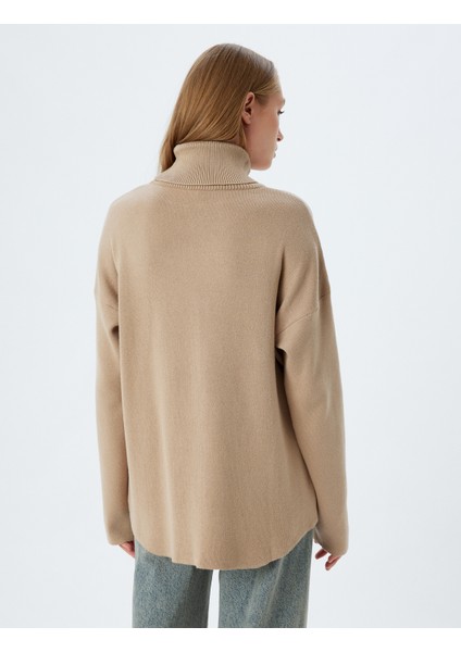 Balıkçı Yaka Oversize Triko Kazak Uzun Kollu Yumuşak Dokulu fırsatları