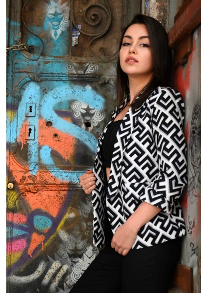 Kadın-Desenli Yarım Kol Ceket 1035-22 fırsatları