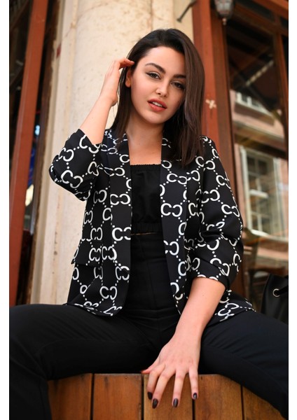 Kadın-Desenli Yarım Kol Ceket 1035-22 fiyatları