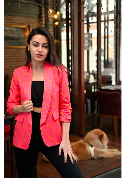 Kadın-Desenli Yarım Kol Ceket 1035-22 fiyatları