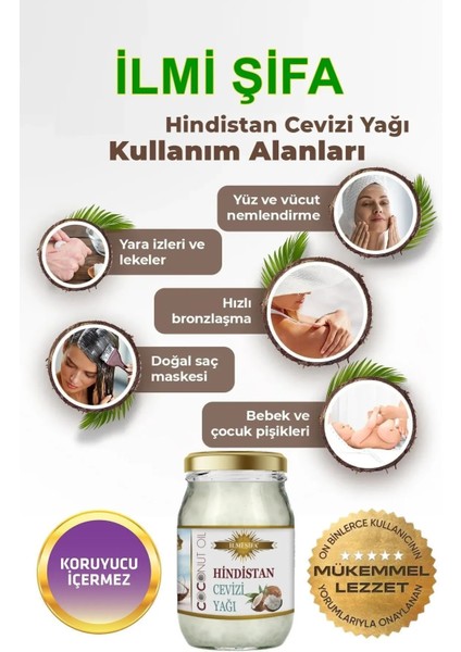 Hindistan Cevizi Yağı %100 Doğal Soğuk Sıkım 320 gr