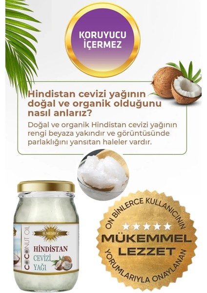 Hindistan Cevizi Yağı %100 Doğal Soğuk Sıkım 320 gr