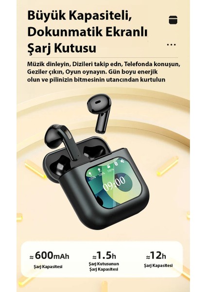 K1 Pink Anc Enc Destekli Dokunmatik Ekranlı Bluetooth Kulaklık Pembe