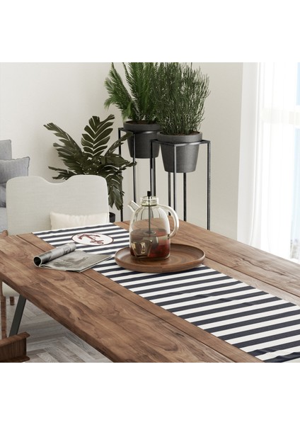Lacivert Çizgili Bordo Çapa Runner Örtü - 40 cm x 140 cm