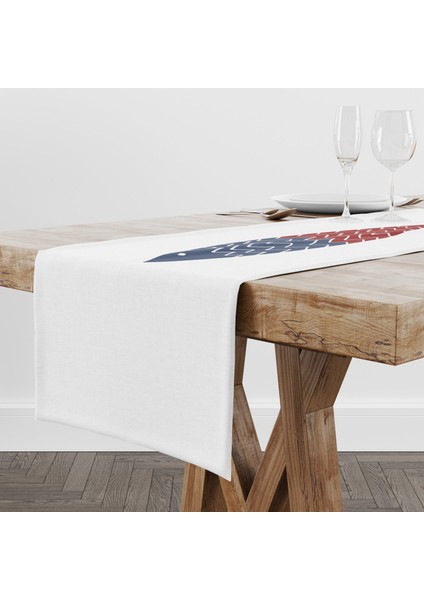 Burgundy & Blue A Fish Runner Örtü - 40 cm x 140 cm