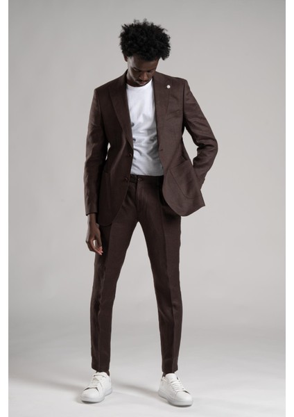 Regular Fit Yarım Astarlı %100 Linen (Keten) Kumaş Takım Elbise