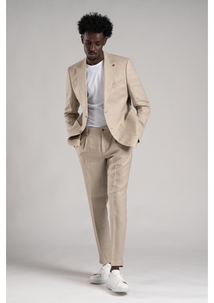 Regular Fit Yarım Astarlı %100 Linen (Keten) Kumaş Takım Elbise