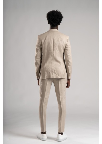 Regular Fit Yarım Astarlı %100 Linen (Keten) Kumaş Takım Elbise