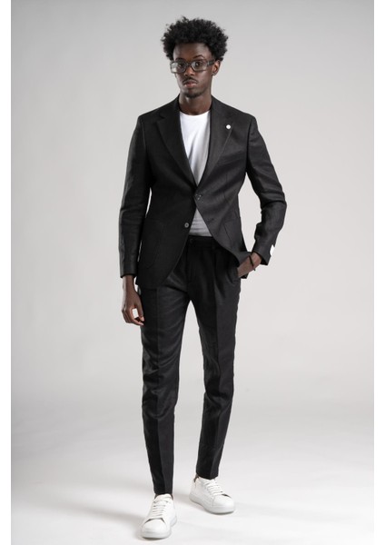 Regular Fit Yarım Astarlı %100 Linen (Keten) Kumaş Takım Elbise