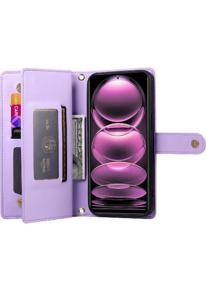 Xiaomi Poco X5 Pro Cüzdan Bölmesi Kickstand Bilek Kayışı Için Flip Case (Yurt Dışından)