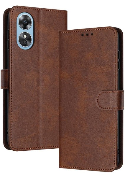 Kart Yuvası Kickstand Pu Saf Toka ile Oppo A17/A17K Için Flip Case (Yurt Dışından)