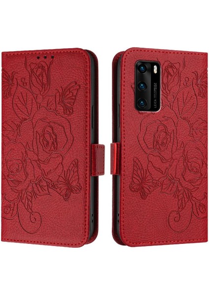 Kredi Kartı Yuvası ile Huawei P40 Için Kılıf Pu Deri Manyetik Cüzdan (Yurt Dışından)