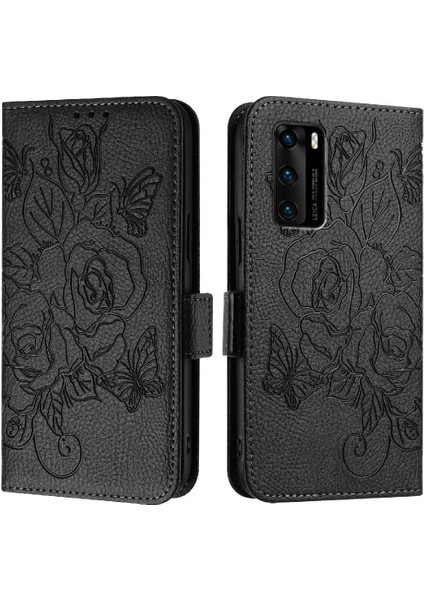 Kredi Kartı Yuvası ile Huawei P40 Için Kılıf Pu Deri Manyetik Cüzdan (Yurt Dışından)