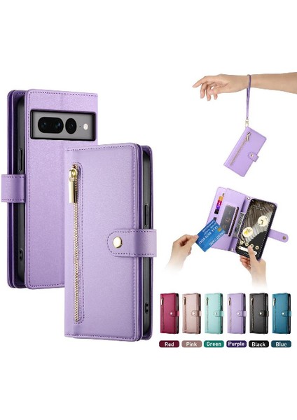 Google Piksel 7 Pro Çok Fonksiyonlu Kart Yuvaları Bilek Kayışı Için Flip Case (Yurt Dışından) modelleri
