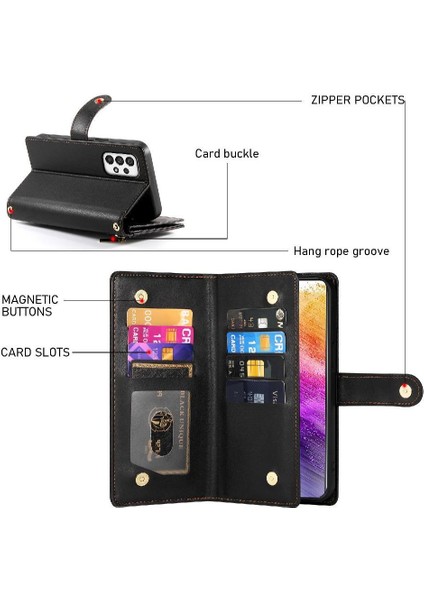 Samsung Galaxy A73 5g Çok Fonksiyonlu Kart Yuvaları Kickstand Için Flip Case (Yurt Dışından)