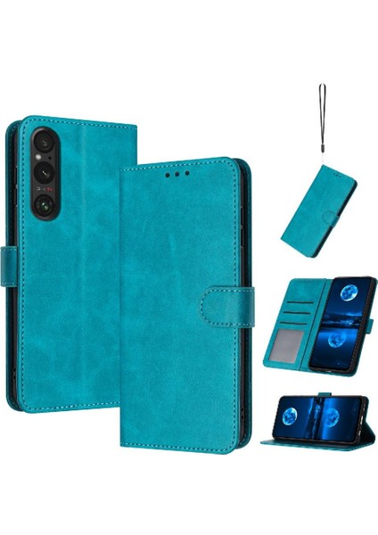 Kart Yuvası ile Sony Xperia 1 Vı Pu Deri Saf Renk Için Flip Case (Yurt Dışından)