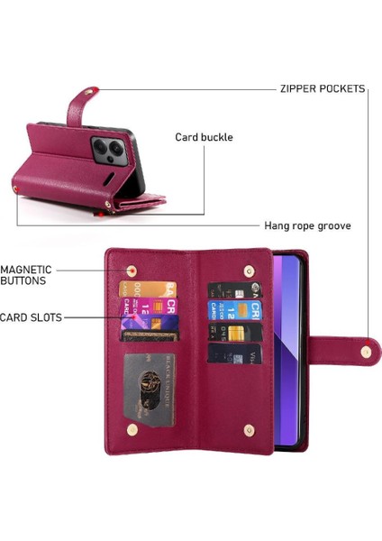 Xiaomi Redmi Not Için Flip Case 13 Pro Artı 5g Bilek Kayışı Çok Fonksiyonlu (Yurt Dışından)