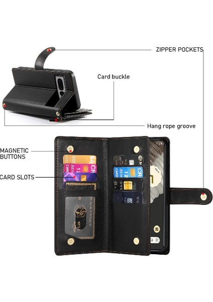 Google Piksel 7 Pro Çok Fonksiyonlu Kart Yuvaları Bilek Kayışı Için Flip Case (Yurt Dışından) fırsatları