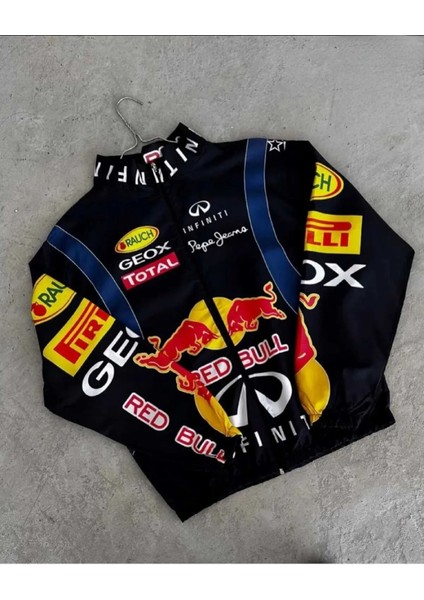 Unisex Paraşüt Kumaş Oversize Baskılı Siyah Rüzgarlık Yağmurluk