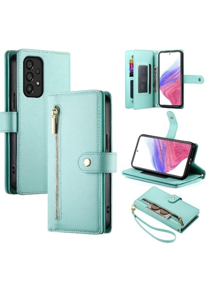 Samsung Galaxy Için Flip Case A53 5g Çok Fonksiyonlu Kart Yuvaları Bilek Kayışı (Yurt Dışından)