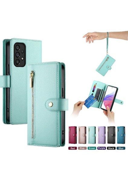Samsung Galaxy Için Flip Case A53 5g Çok Fonksiyonlu Kart Yuvaları Bilek Kayışı (Yurt Dışından)
