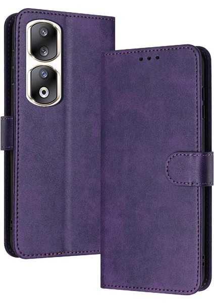 Kart Yuvası ile Toka Pu Deri ile Onur 90 Pro Için Flip Case Saf (Yurt Dışından)