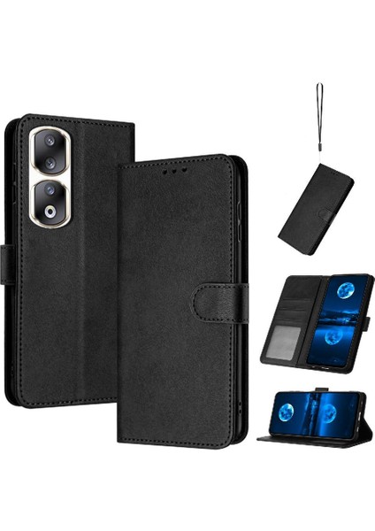 Kart Yuvası ile Toka Pu Deri ile Onur 90 Pro Için Flip Case Saf (Yurt Dışından)
