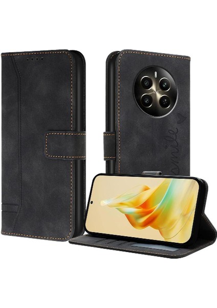 Realme 12 Artı Flip Folio Cüzdan Için Telefon Kılıfı El Kayışı Manyetik Pu (Yurt Dışından)