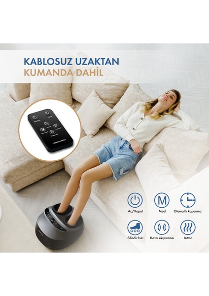 Premium Sınıf Ayak Masaj Aleti Dykemann Warmfoot K-33 / Elektrikli Titreşim Masaj Aleti / Hava Kompresyon ve Silindir, Lenf Drenaj, Shiatsu Masaj Aleti