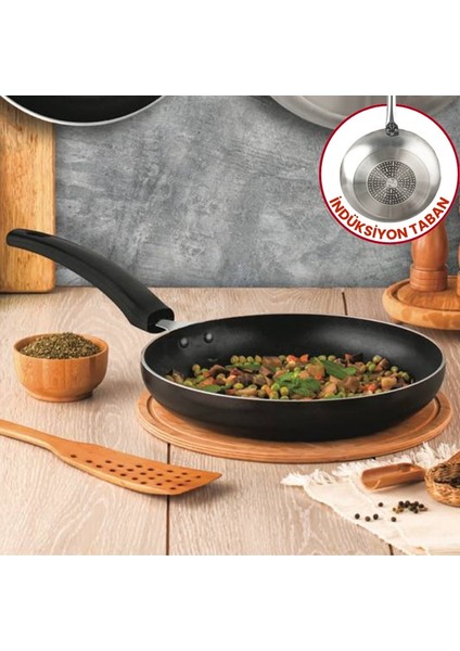 28 cm Maestro Indüksiyonlu Maksi Tava, Horeca Indüksiyon Tabanlı Kızartma Tavası (Bakalit Kulp)