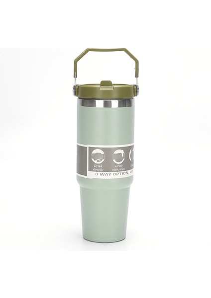 Paslanmaz Çelik Termos Bardak, Dış Mekan Taşınabilir Araç Bardağı, Yaz Soğuk Içecek Bardağı, Pipetli Kapak, 30OZ Büyük Kapasite (Yurt Dışından)