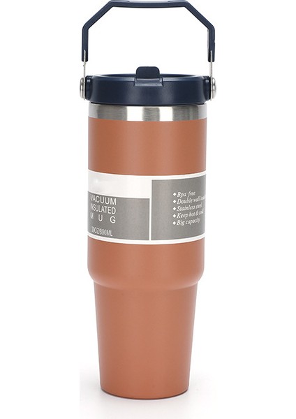 Paslanmaz Çelik Termos Bardak, Dış Mekan Taşınabilir Araç Bardağı, Yaz Soğuk Içecek Bardağı, Pipetli Kapak, 30OZ Büyük Kapasite (Yurt Dışından)