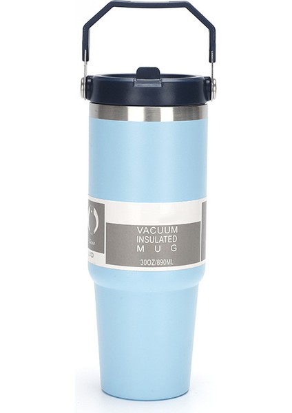 Paslanmaz Çelik Termos Bardak, Dış Mekan Taşınabilir Araç Bardağı, Yaz Soğuk Içecek Bardağı, Pipetli Kapak, 30OZ Büyük Kapasite (Yurt Dışından)