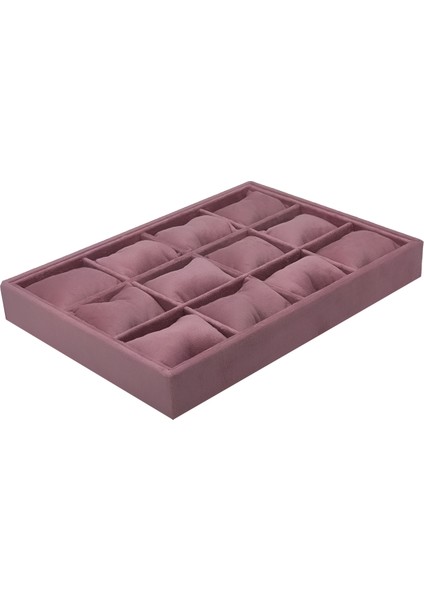 12 Bölmeli Yastıklı Mdf Üzeri Süet Kaplama Saat/bileklik/broş Tablası