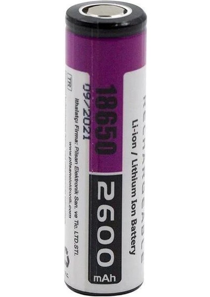18650 3.7V 2600MAH Şarj Edilebilir Li-Ion Pil